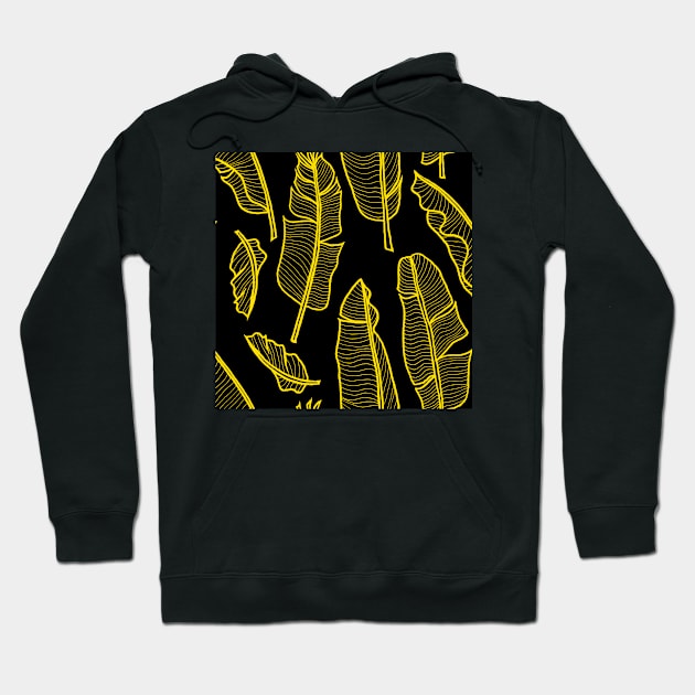 Banana leaves yellow on black Hoodie by kobyakov